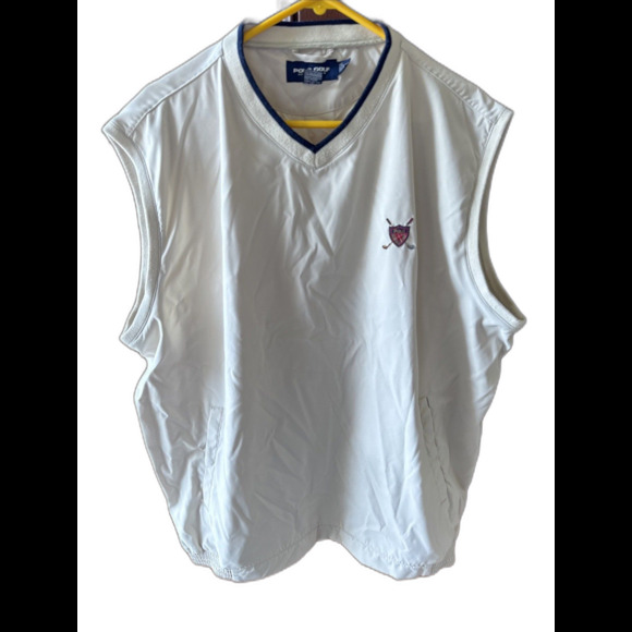 Polo Ralph Lauren Golf Jacket Mens XXL Cream  Vintage Snap Button Windbreaker - Picture 1 of 9
